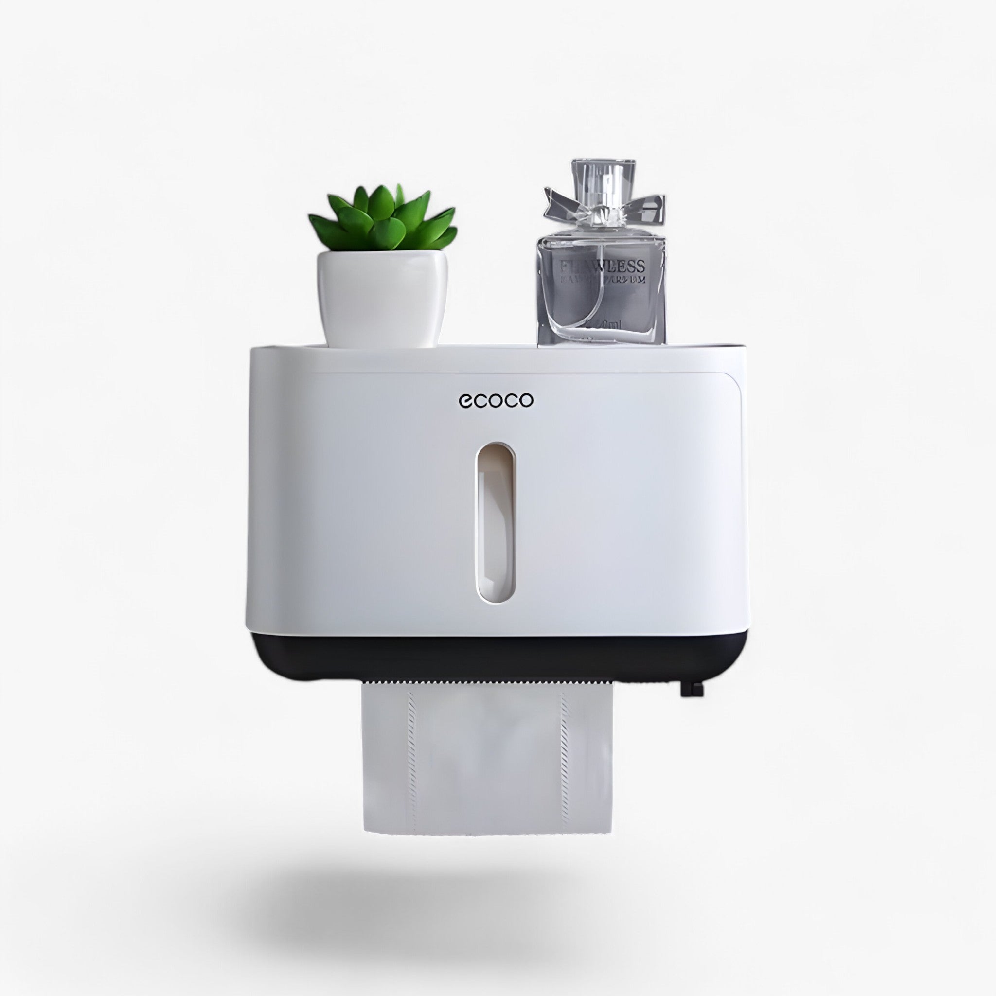 Toilet Paper Holder Wall-Mounted Waterproof Cover & Top Shelf