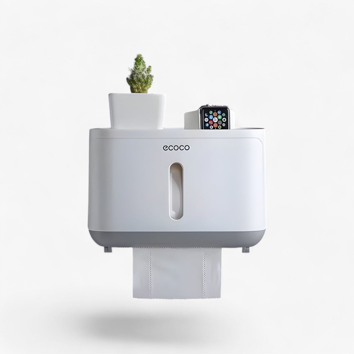 Toilet Paper Holder Wall-Mounted Waterproof Cover & Top Shelf