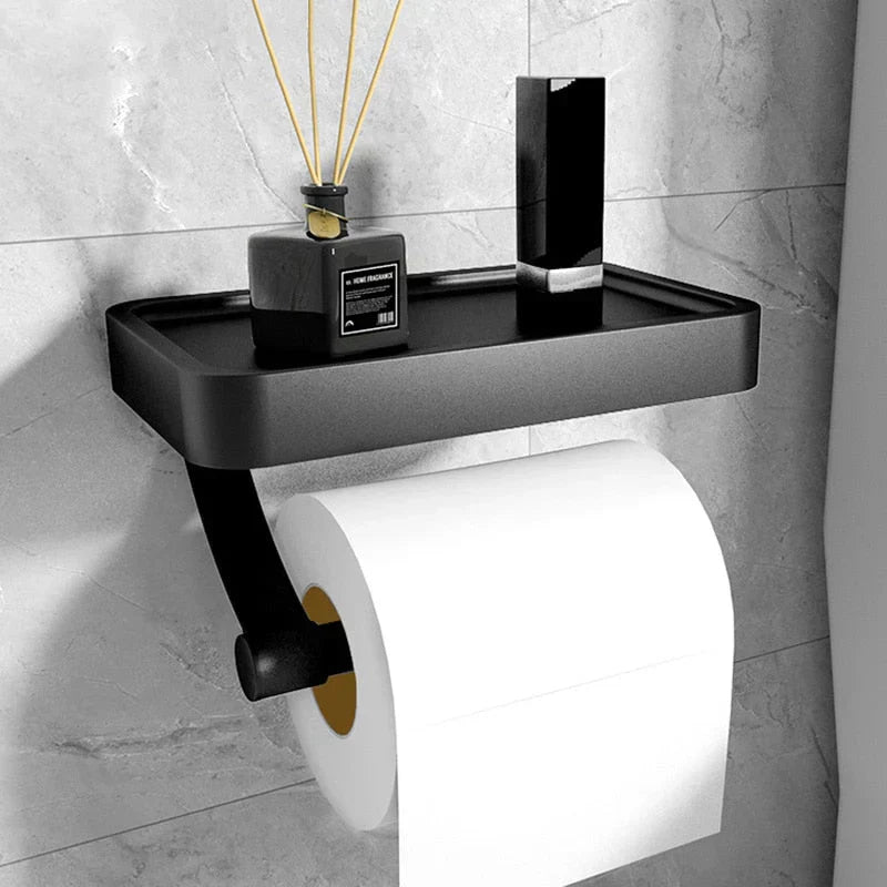 Toilet Paper Holder With Shelf Brushed Stainless