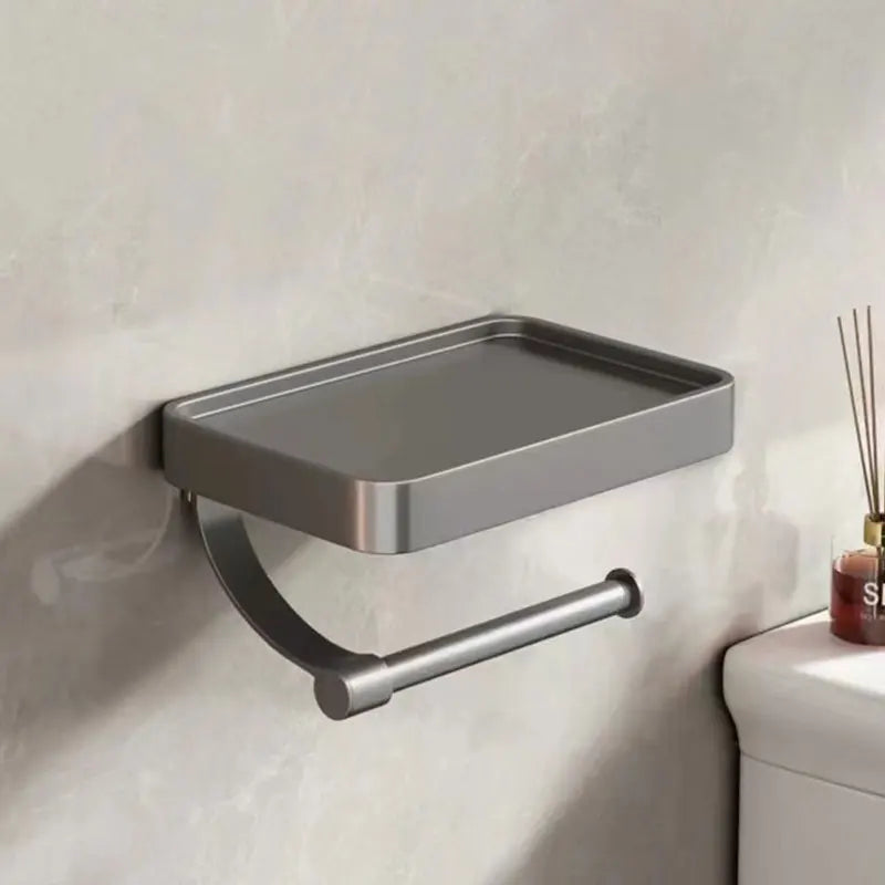 Toilet Paper Holder With Shelf Brushed Stainless