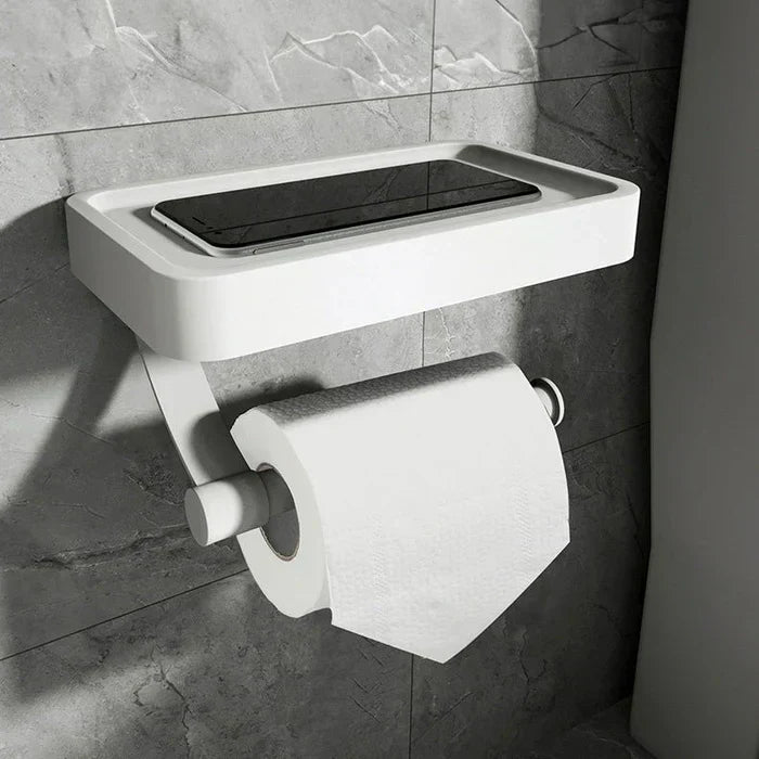 Toilet Paper Holder With Shelf Brushed Stainless