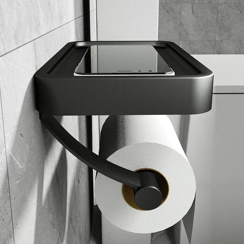 Toilet Paper Holder With Shelf Brushed Stainless