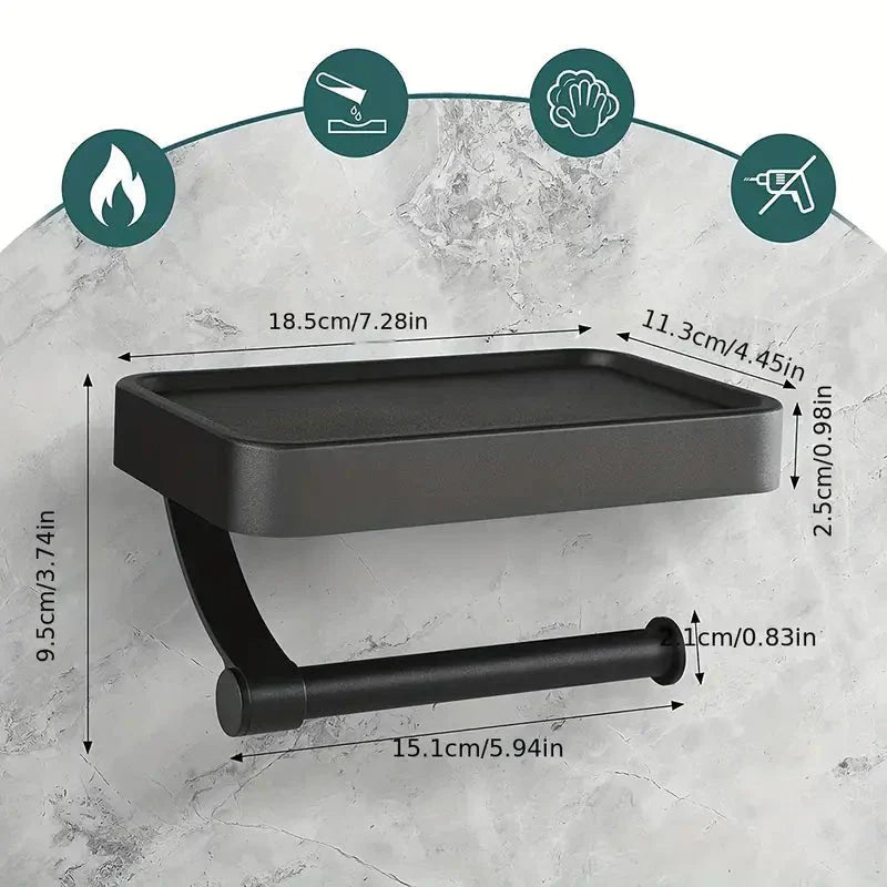Toilet Paper Holder With Shelf Brushed Stainless
