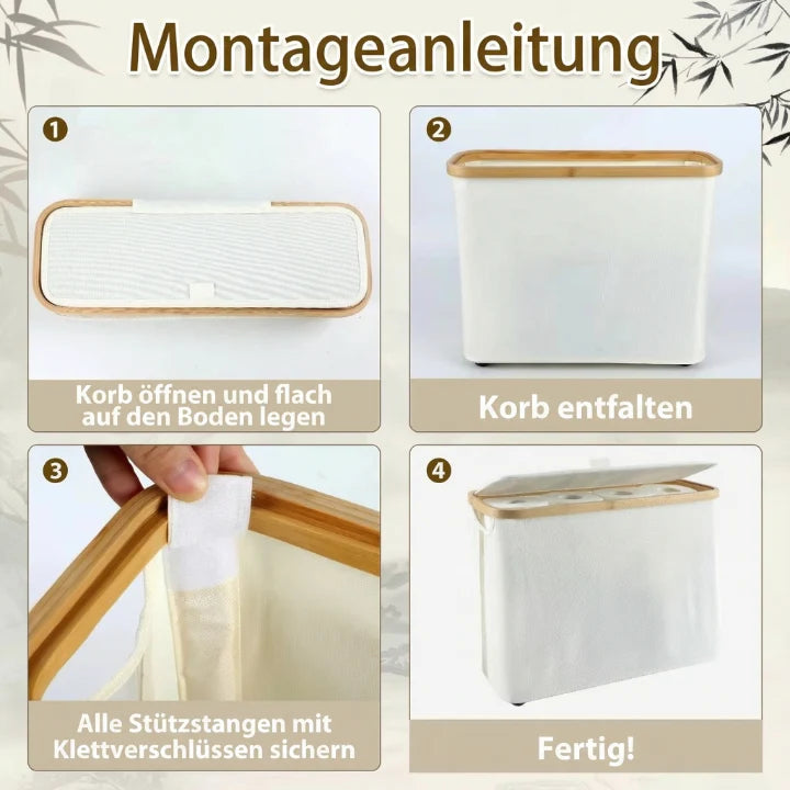 Toilet Paper Storage Box Large Capacity Bamboo-Look Lid