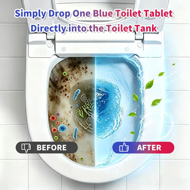 Toilet Tank Cleaner Tablet Dual-Action Water-Soluble Film Phosphate-Free Septic-Safe