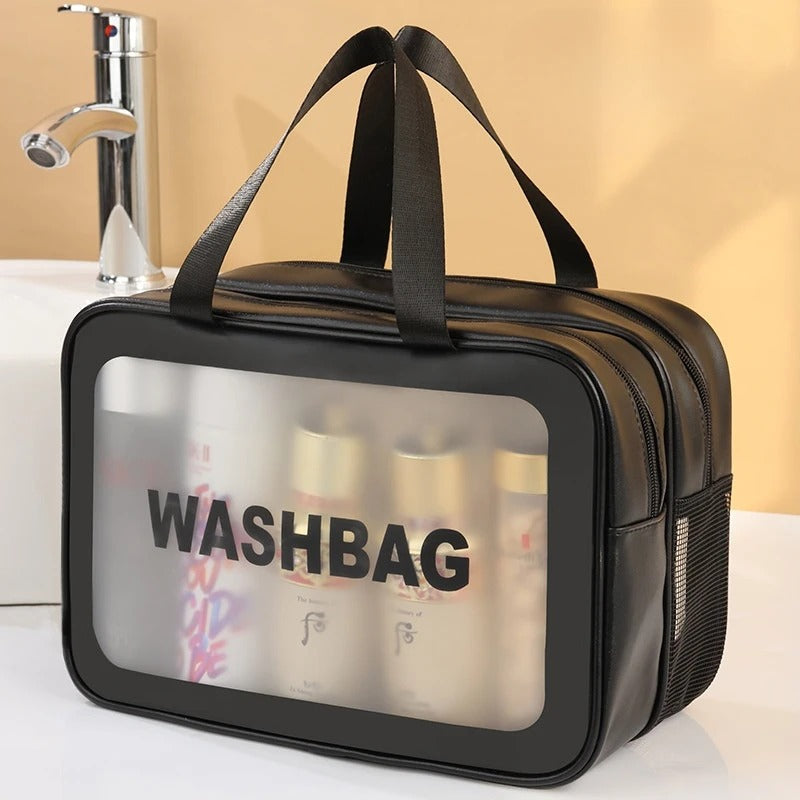 Toiletry Bag Transparent Front Water-Resistant Double Zipper