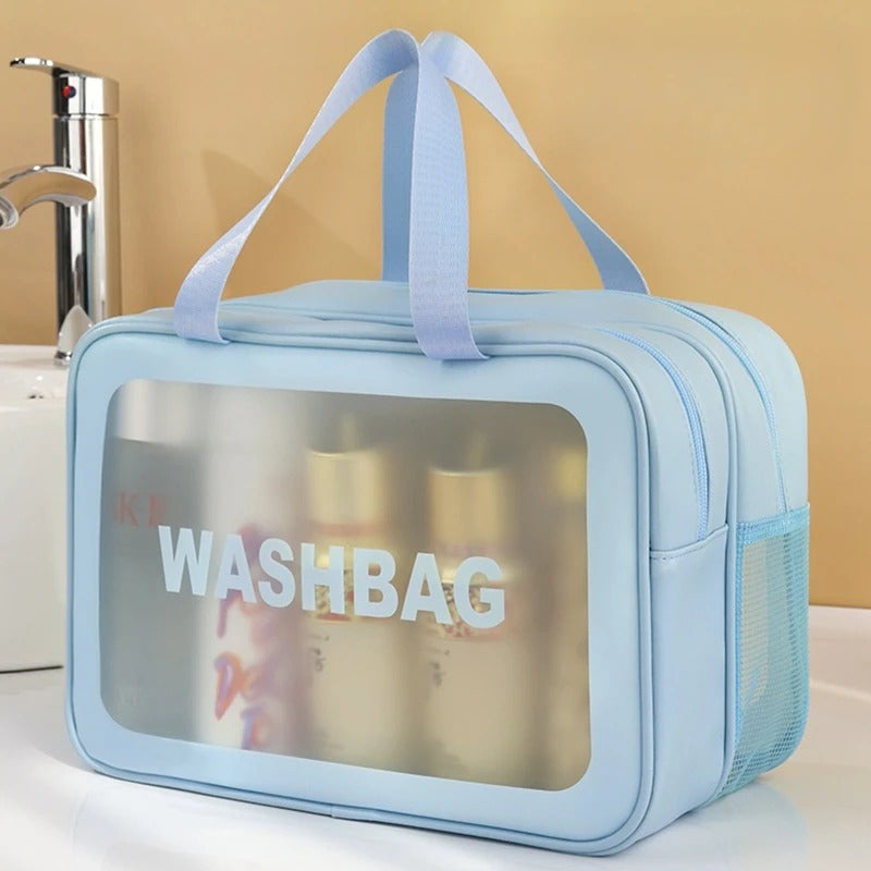 Toiletry Bag Transparent Front Water-Resistant Double Zipper