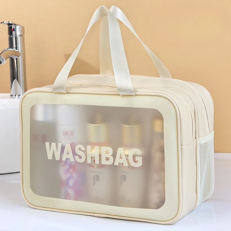Toiletry Bag Transparent Front Water-Resistant Double Zipper
