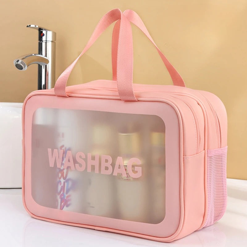 Toiletry Bag Transparent Front Water-Resistant Double Zipper
