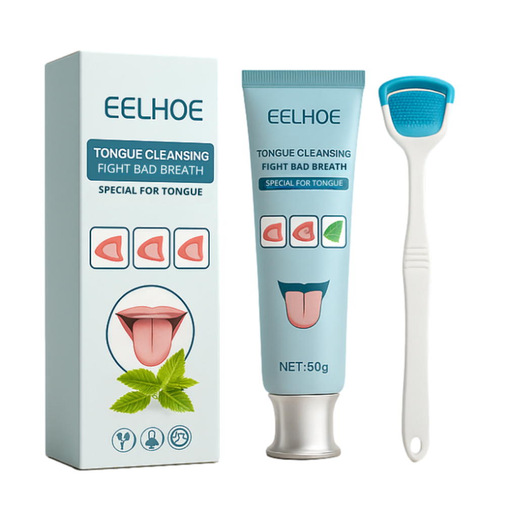 Tongue Cleaner Set Gel & Scraper Instant Fresh Breath