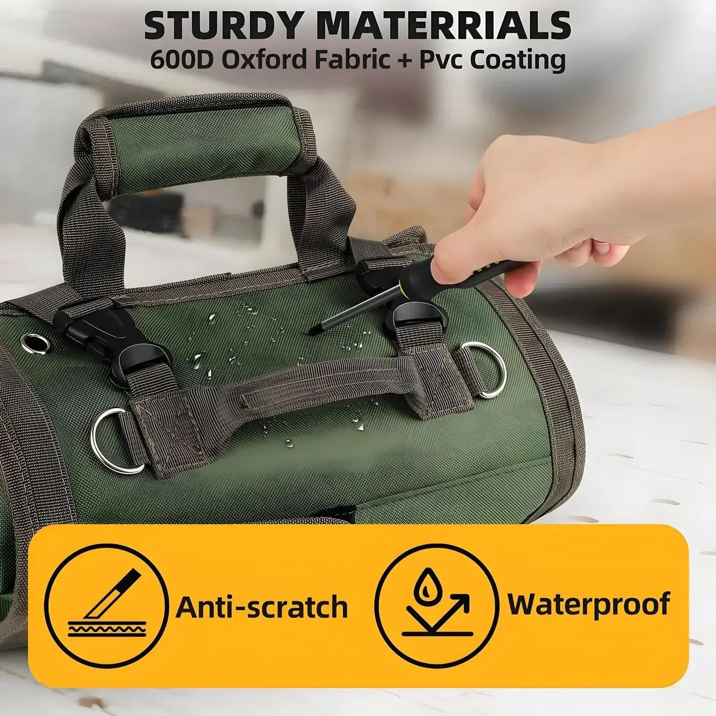 Tool Roll Organizer Rollable Removable Compartments Reinforced Seams