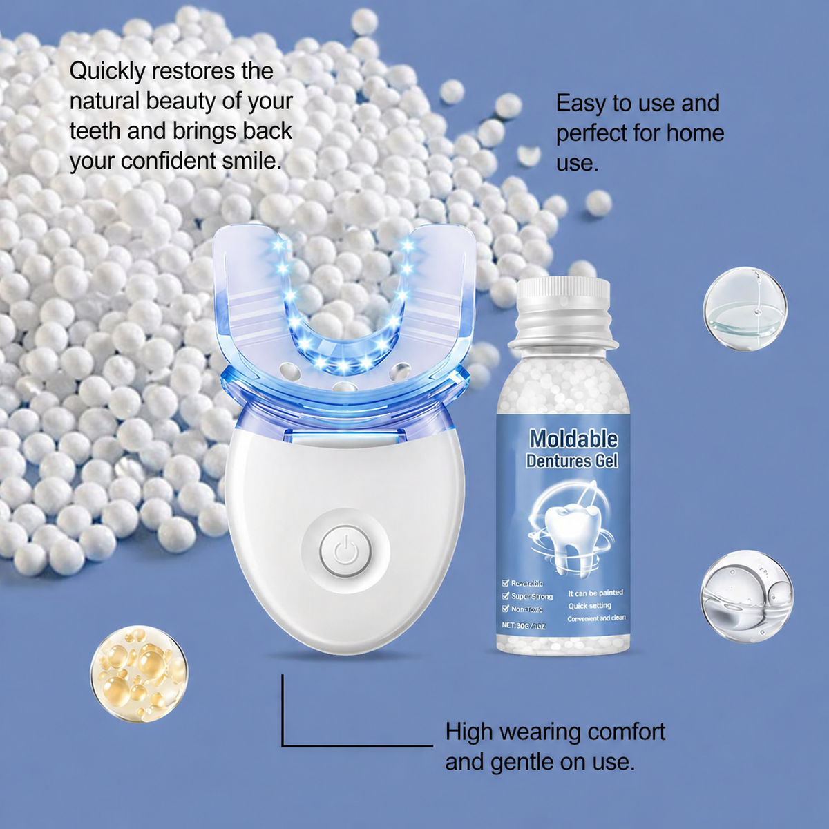 Tooth Repair Kit Moldable Gel & LED Curing