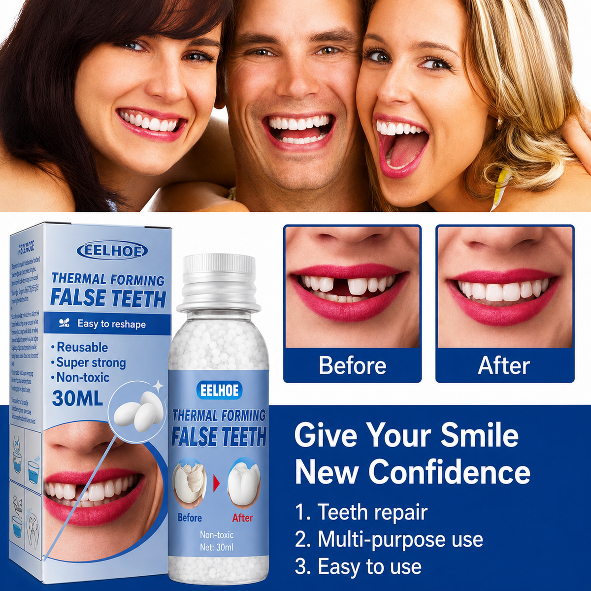 Tooth Repair Kit Natural Tooth Color Instant Fill