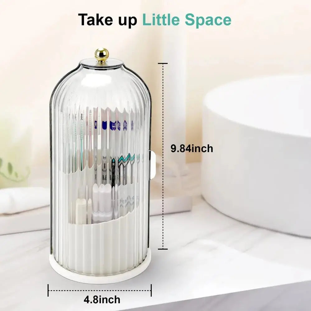 Toothbrush Holder Sliding Lid 3 Compartments 360 Degree Swivel