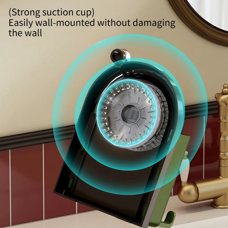 Toothbrush Holder Suction Wall Mount Drip-Free Cup & Storage