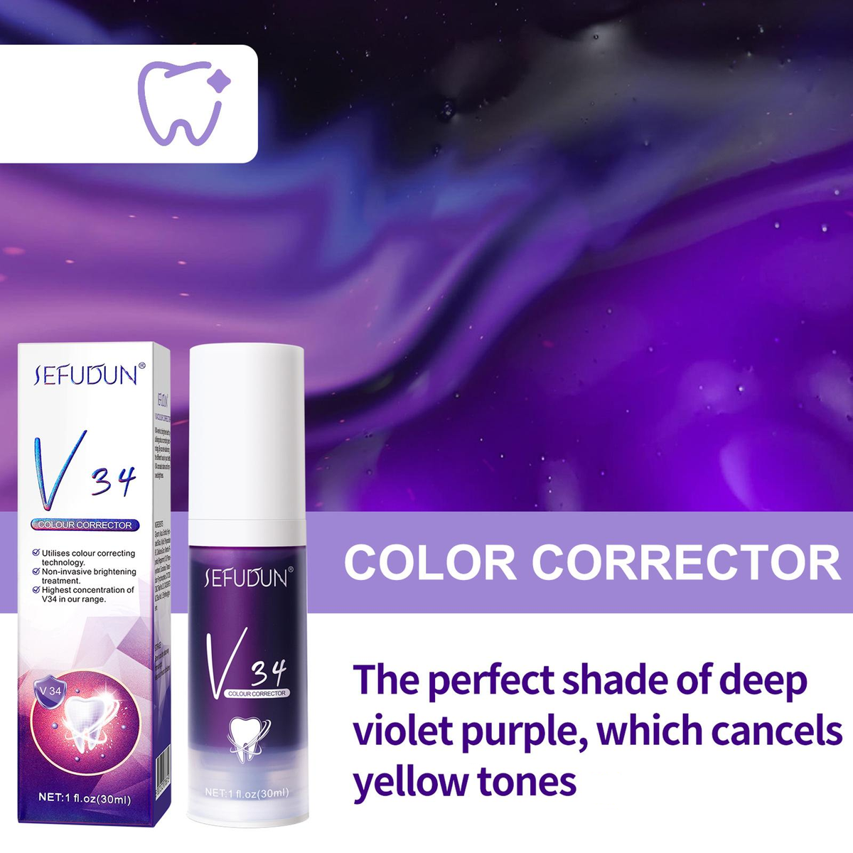 Toothpaste Violet Tone Neutralizer Baking Soda & Plant Extracts