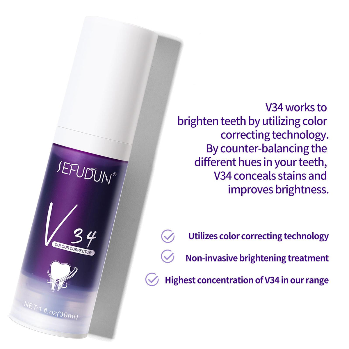Toothpaste Violet Tone Neutralizer Baking Soda & Plant Extracts