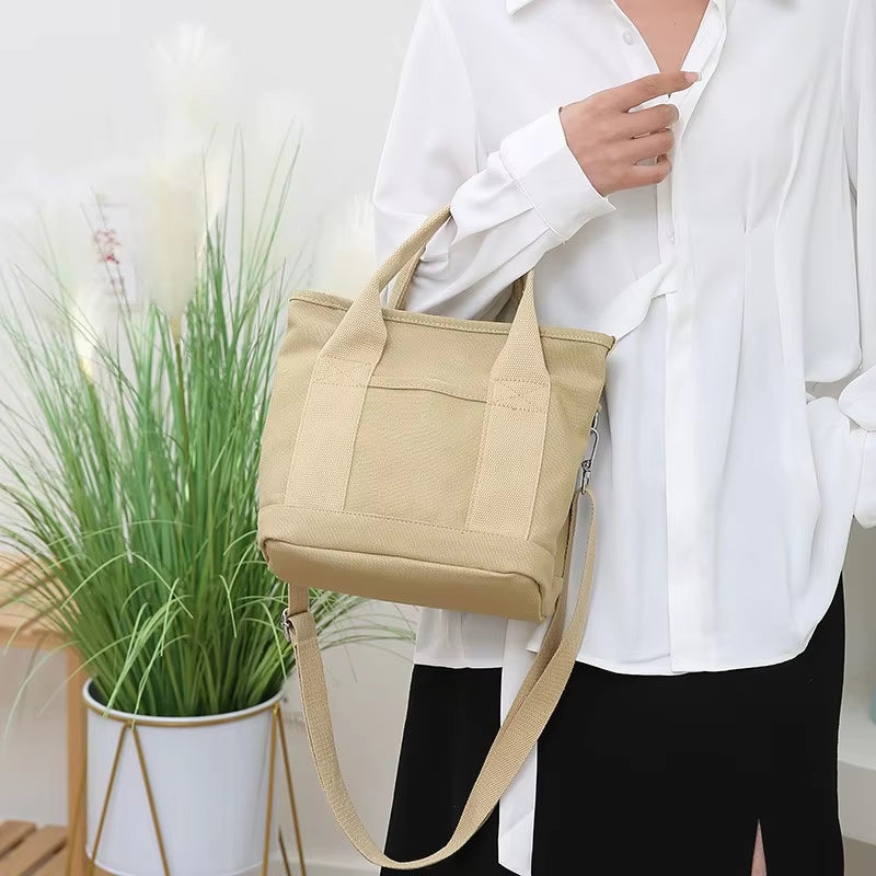 Tote Bag Canvas Interior Pockets & Metal Zipper
