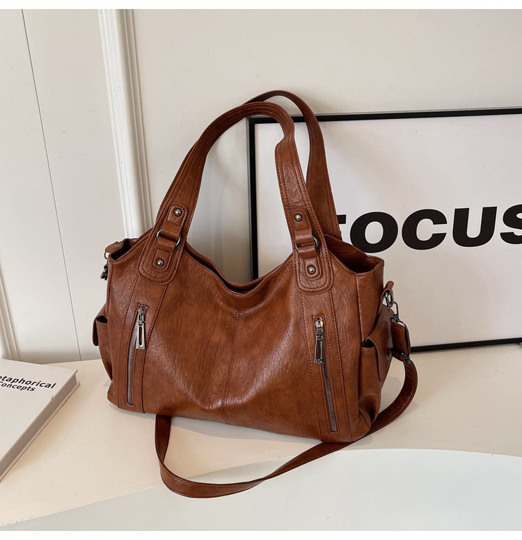 Tote Bag Genuine Leather Spacious Interior & Durable Handles