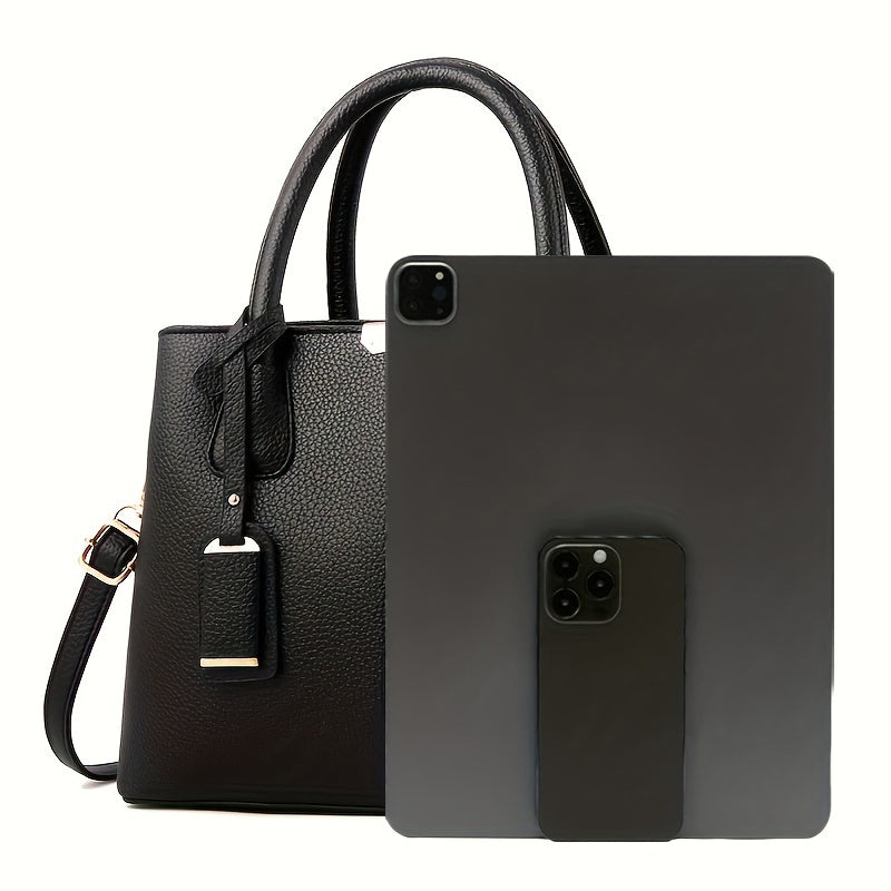 Tote Structured Water Repellent PU Leather Multiple Pockets