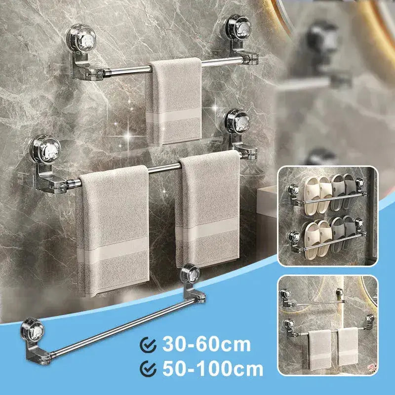 Towel Rack Extendable Suction Cups Vent Gap