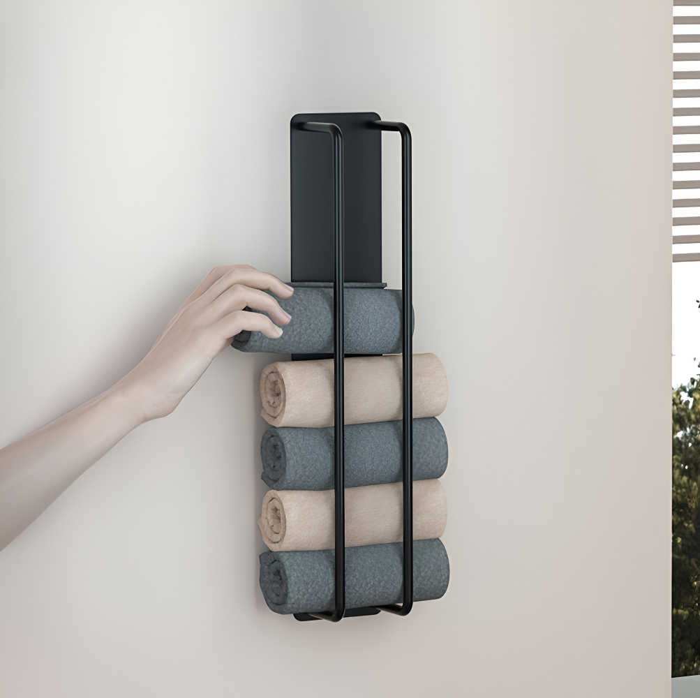 Towel Rack Wall-Mounted Matte Black Wrought Iron