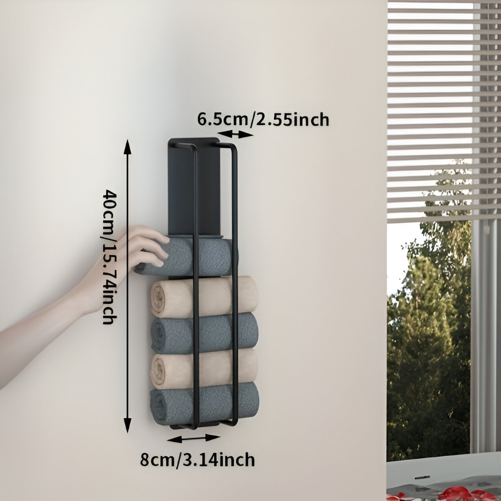 Towel Rack Wall-Mounted Matte Black Wrought Iron