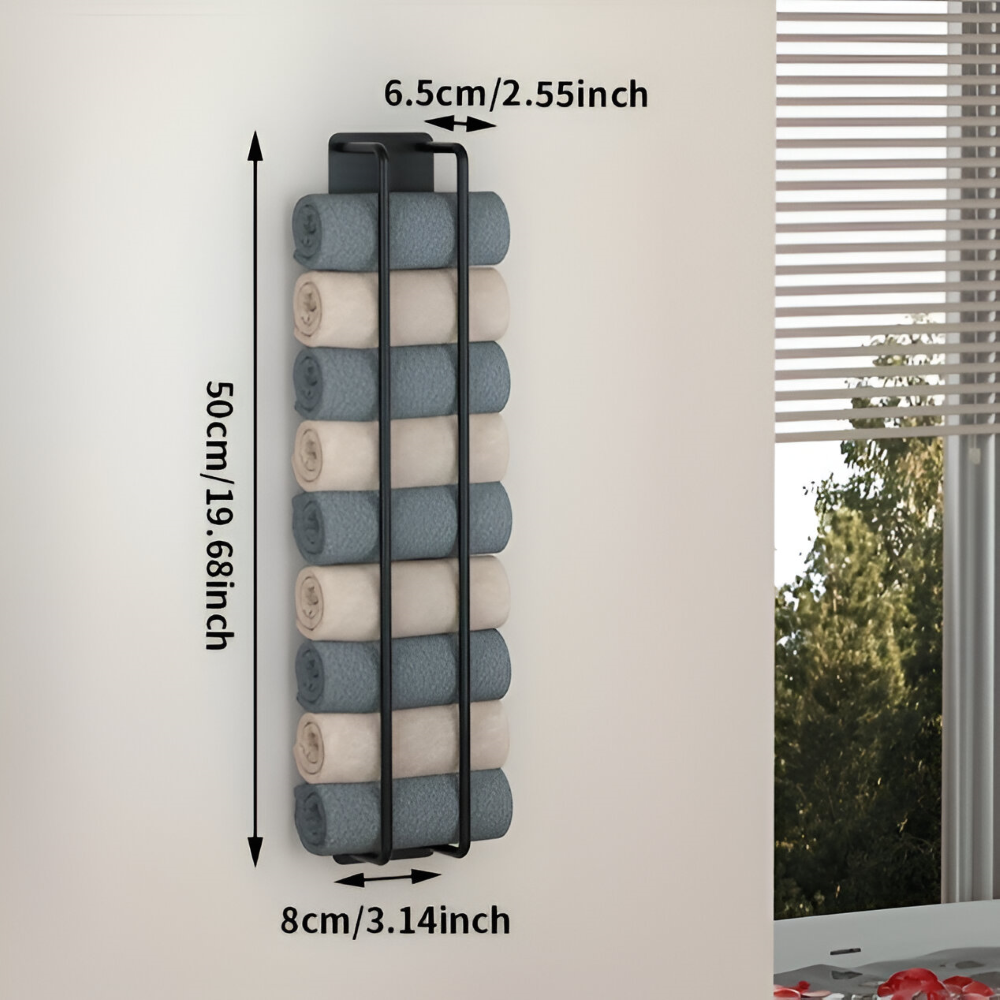 Towel Rack Wall-Mounted Matte Black Wrought Iron