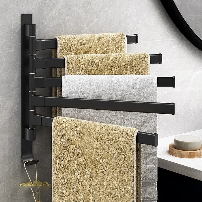 Towel Rack Wall-Mounted Metal 5 Swiveling Arms