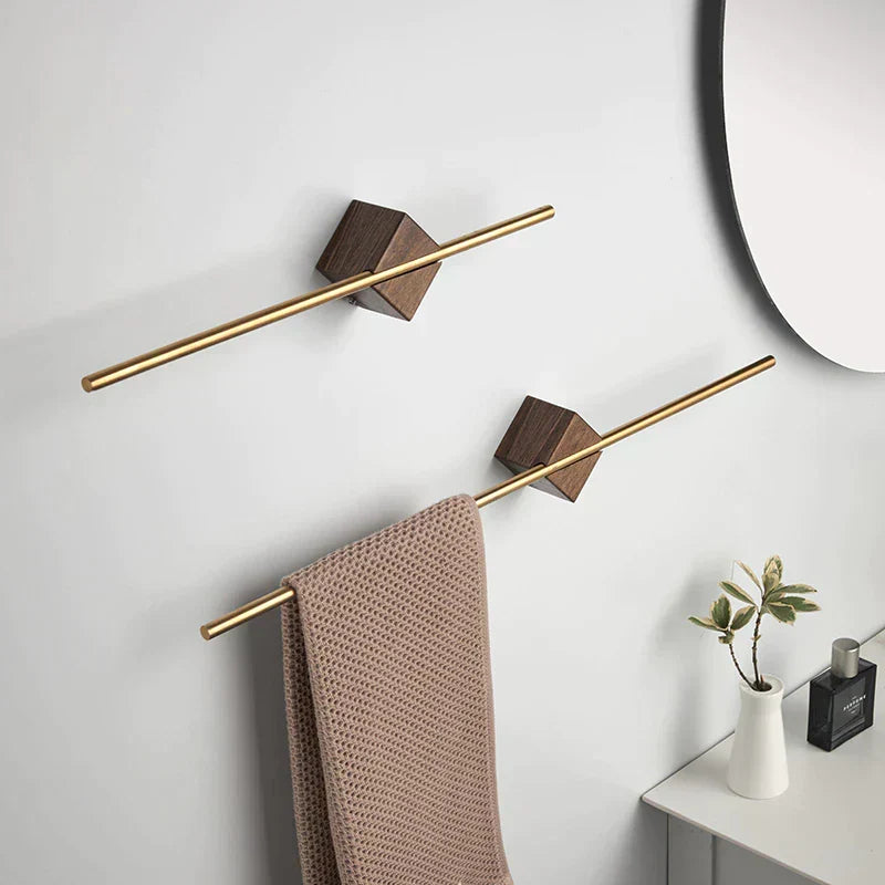 Towel Rack Wood & Stainless Steel Slim Wall-Mount