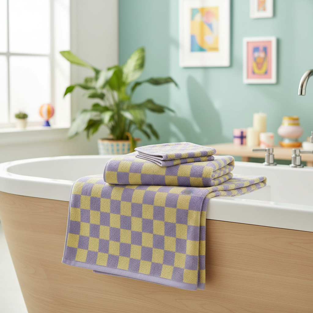 Towel Set Damask Pattern 100% Cotton Quick-Dry