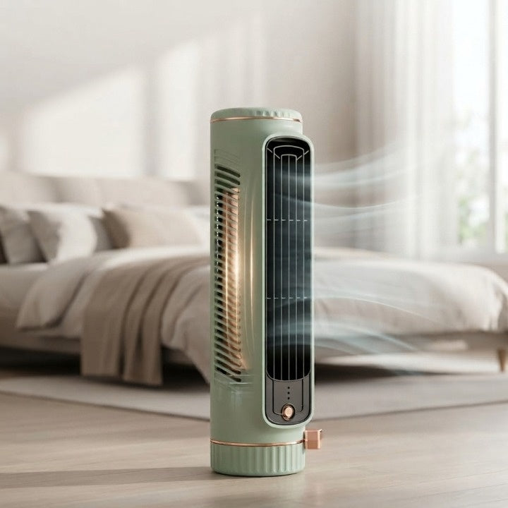 Tower Fan Cordless USB-C Rechargeable 360° Air Circulation