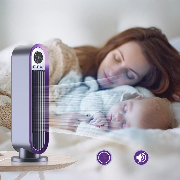 Tower Fan Whisper-Quiet Oscillating USB Rechargeable & Portable LED Ring