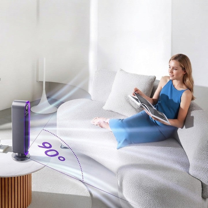 Tower Fan Whisper-Quiet Oscillating USB Rechargeable & Portable LED Ring