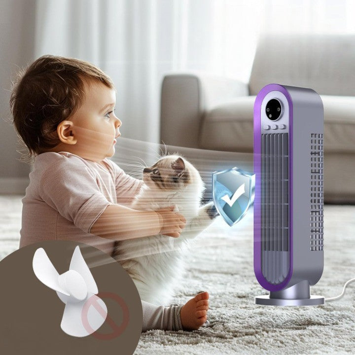 Tower Fan Whisper-Quiet Oscillating USB Rechargeable & Portable LED Ring
