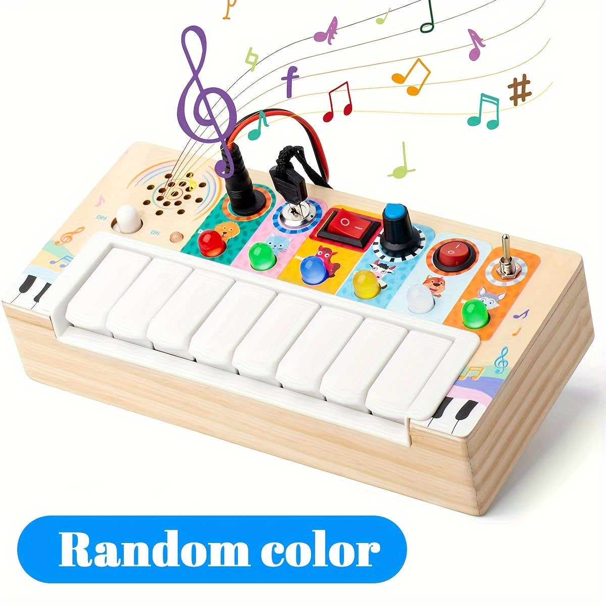 Toy Piano Wooden 8-Key Lights & Colorful Buttons