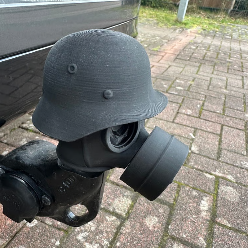 Trailer Hitch Cover Military Helmet & Gas Mask Weatherproof