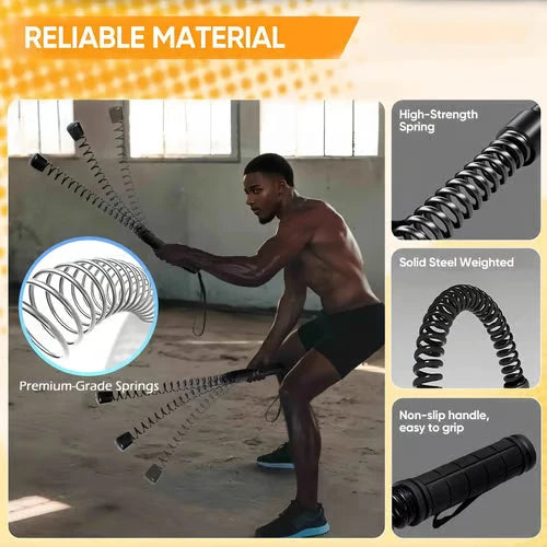Training Ropes Weighted Steel Springs & Non-Slip Leather Handles