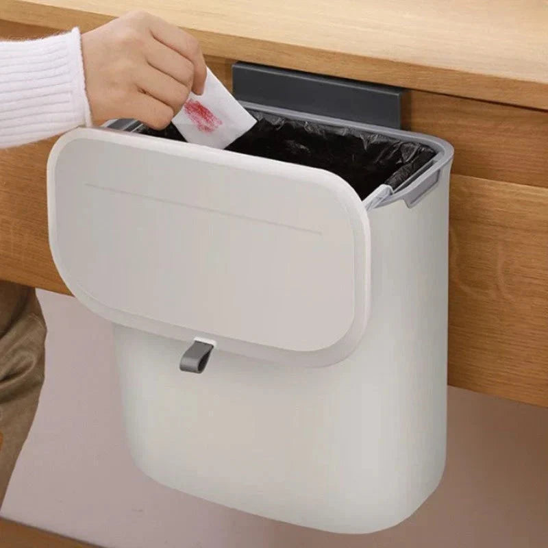 Trash Can Wall-Mounted Swing Lid Removable Inner Bucket