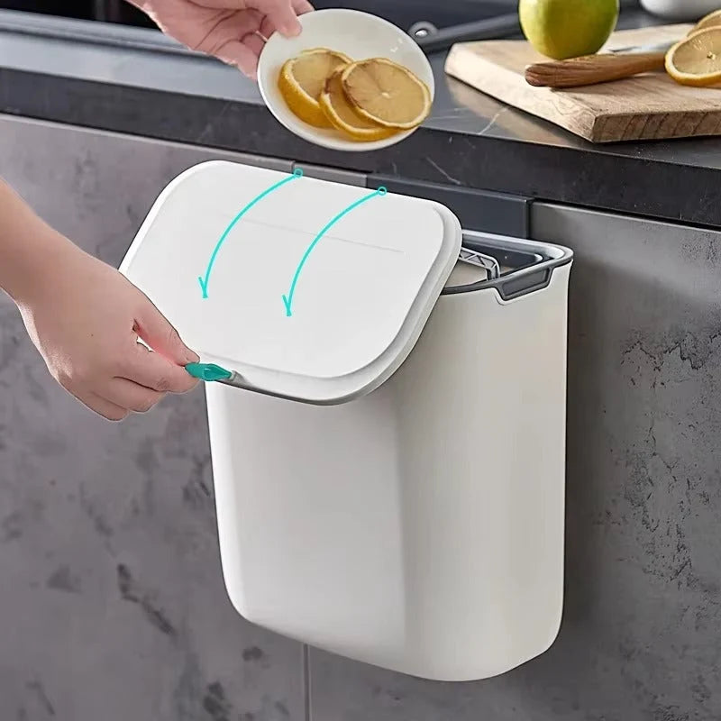Trash Can Wall-Mounted Swing Lid Removable Inner Bucket