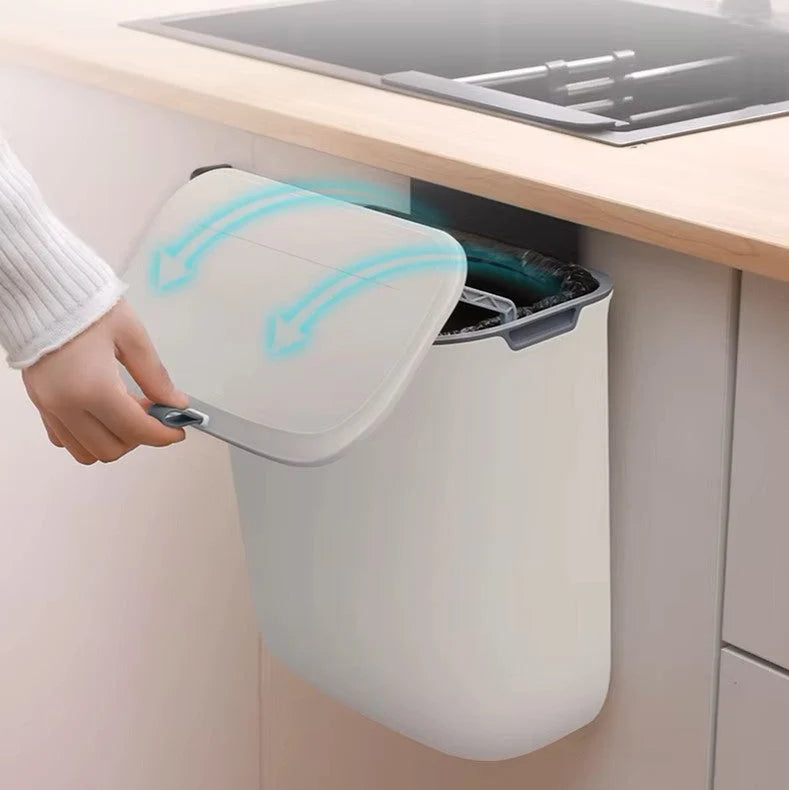 Trash Can Wall-Mounted Swing Lid Removable Inner Bucket