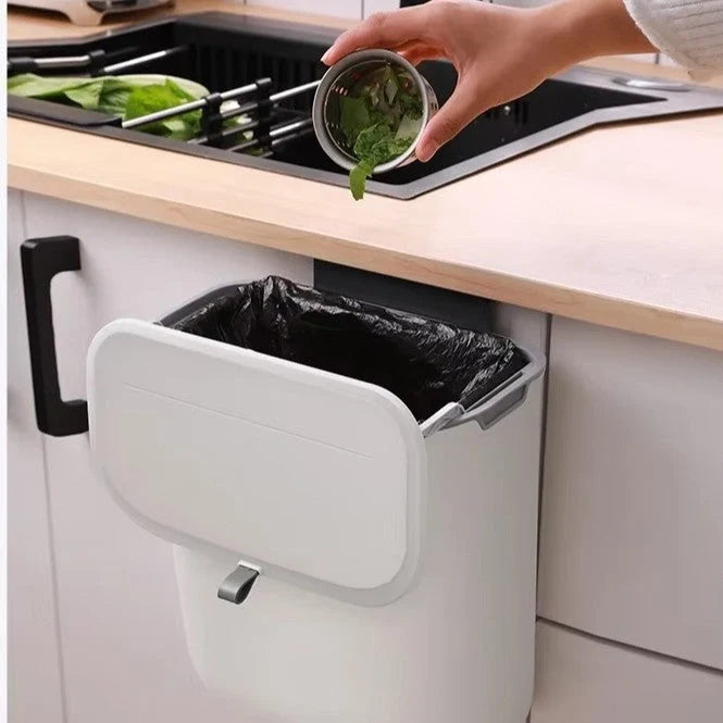 Trash Can Wall-Mounted Swing Lid Removable Inner Bucket