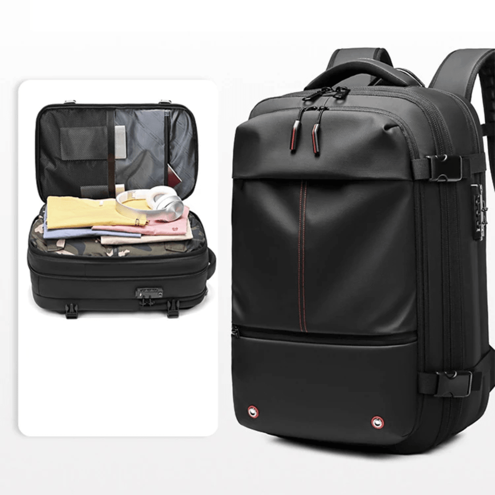 Travel Backpack Vacuum Compression Expandable 60L Padded Laptop Compartment