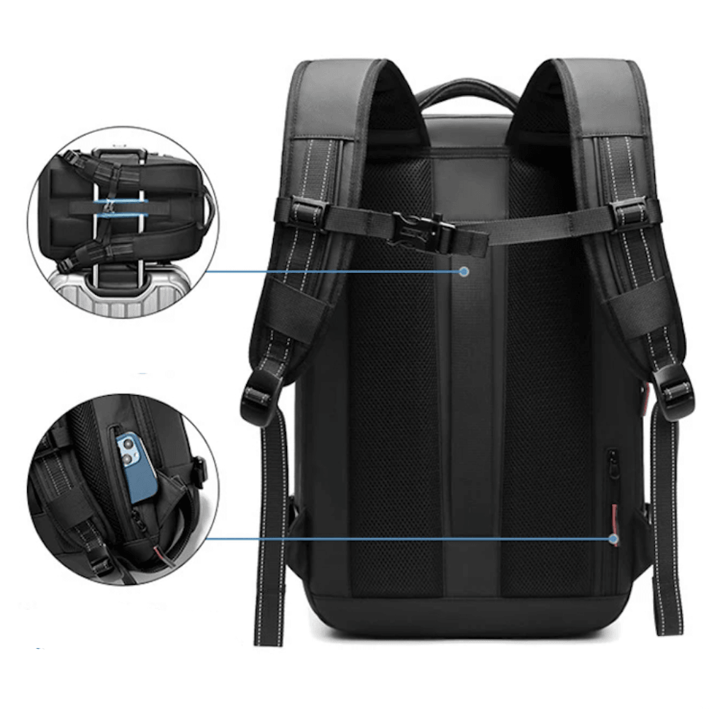 Travel Backpack Vacuum Compression Expandable 60L Padded Laptop Compartment