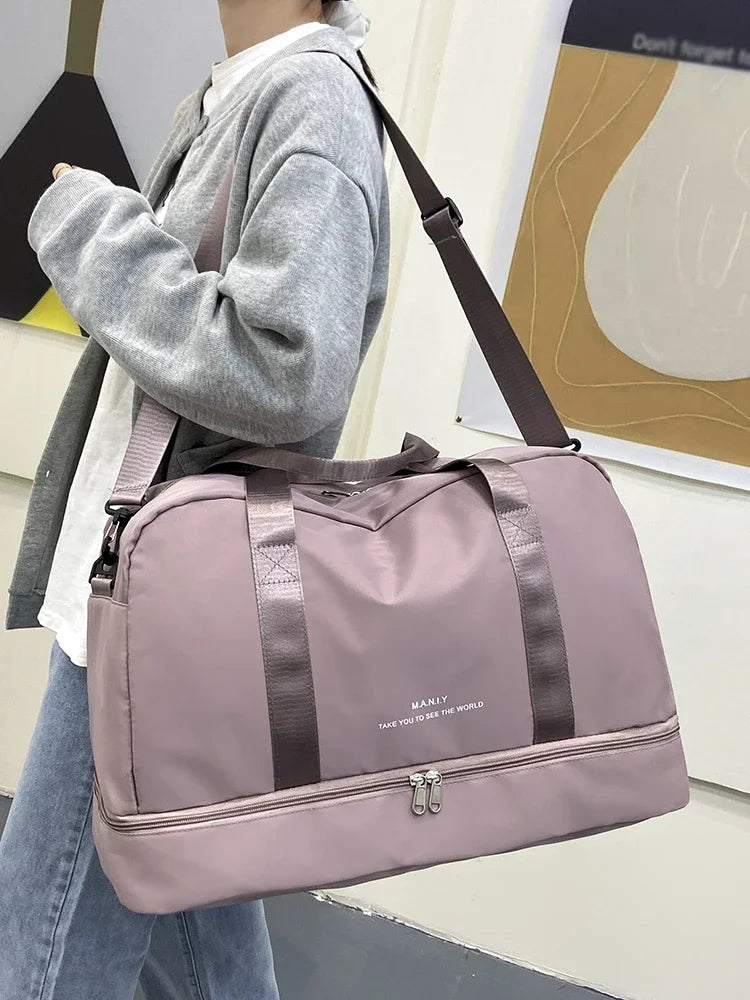 Travel Bag Shoe Compartment Water-Resistant Polyester