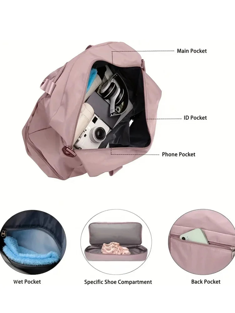 Travel Bag Shoe Compartment Water-Resistant Polyester