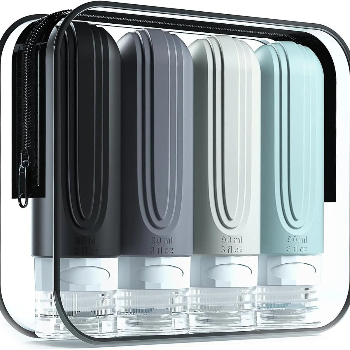 Travel Bottle Set Leak-Proof Silicone 90 ml Clear Bag