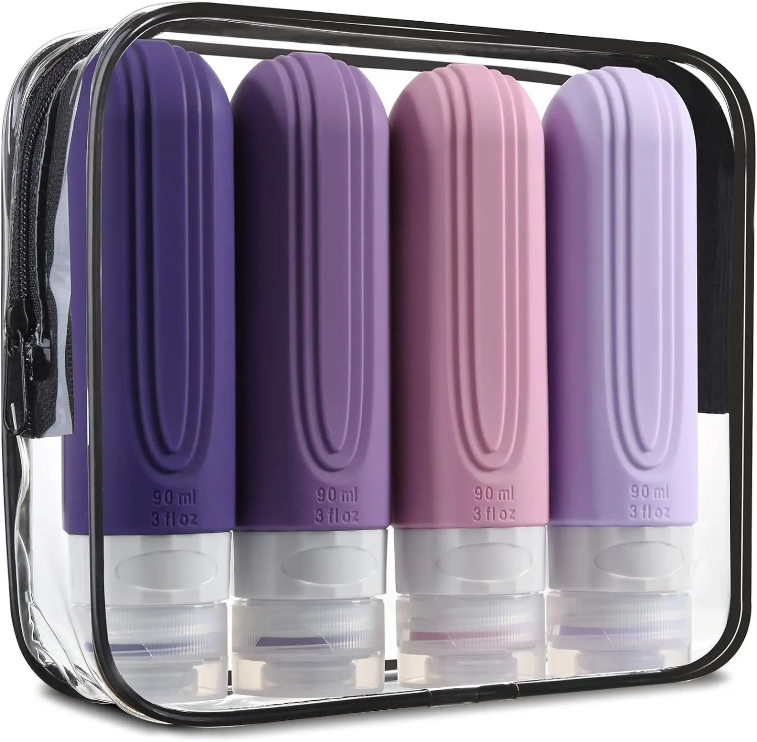 Travel Bottle Set Leak-Proof Silicone 90 ml Clear Bag