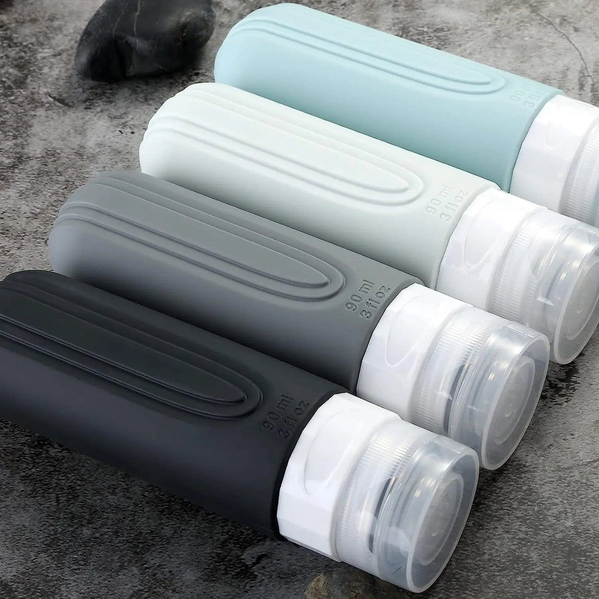 Travel Bottle Set Leak-Proof Silicone 90 ml Clear Bag