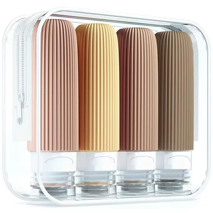 Travel Bottle Set Leak-Proof Silicone 90 ml Clear Bag